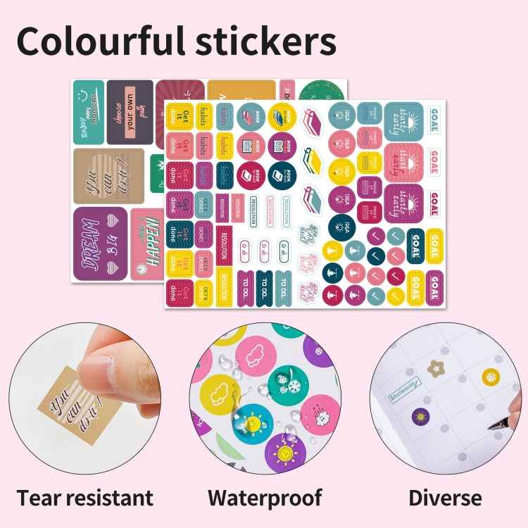 A5 Starry Sky Undated Planner Journal Financial Notebook, Purple, Blue, Gray, Pink, Yellow, Silver