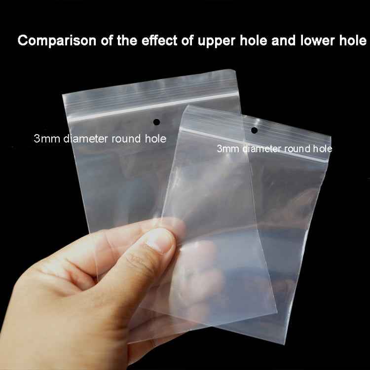 100pcs  Perforated Ziplock Bag Thickened Transparent Packaging Bag Plastic Sealed Bag, 8 x 18cm 12 Silk  Lower Hole, 8 x 18cm 12 Silk No Hole, 8 x 18cm 10 Silk No Hole, 9 x 13cm 10 Silk Lower Hole, 9 x 13cm 10 Silk No Hole, 12 x 18cm 10 Silk Lower Hole...