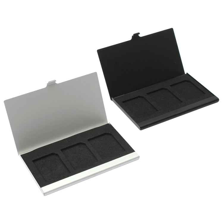 3SD Aluminum Alloy Memory Card Case Card Box Holders, Silver, Black