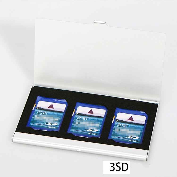 3SD Aluminum Alloy Memory Card Case Card Box Holders, Silver, Black
