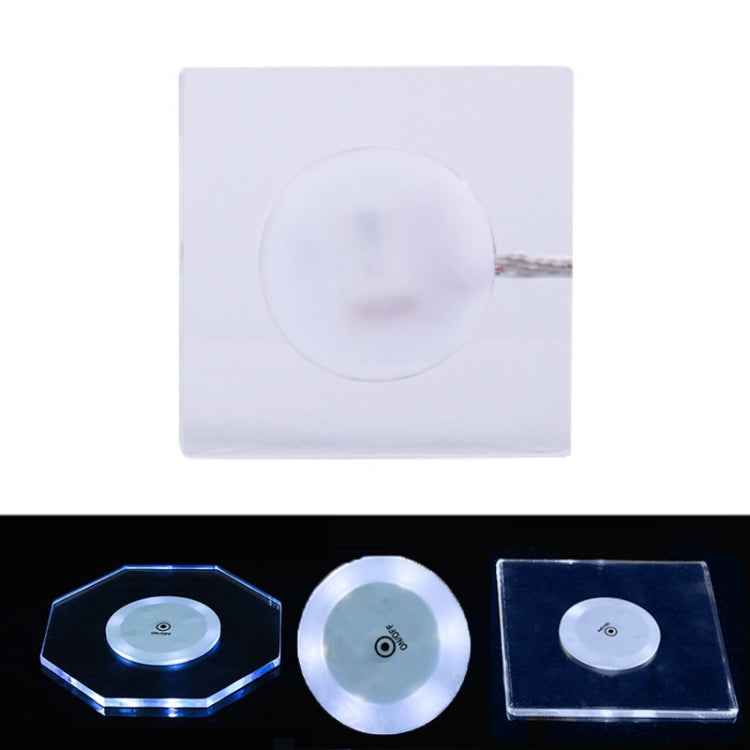 LED Light Up Acrylic Coaster Transparent Crystal Base, 100x4mm Round, 100x4mm Octagonal, 100x4mm Square