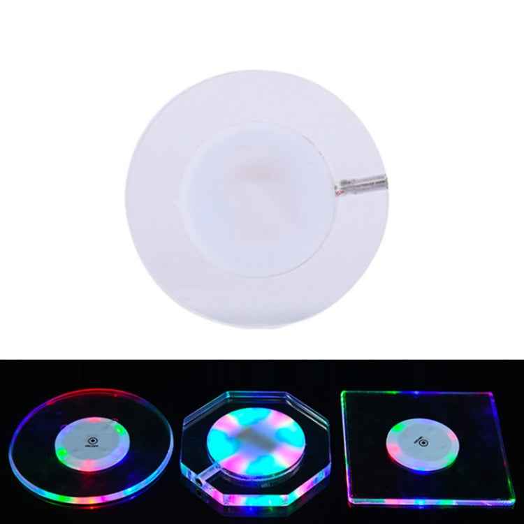 USB Charging LED Light Up Acrylic Coaster Transparent Crystal Base, 100x10mm Round, 100x10mm Octagonal, 100x10mm Square