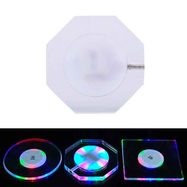 USB Charging LED Light Up Acrylic Coaster Transparent Crystal Base, 100x10mm Round, 100x10mm Octagonal, 100x10mm Square