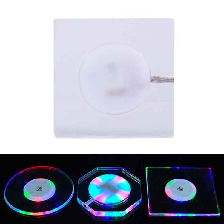 USB Charging LED Light Up Acrylic Coaster Transparent Crystal Base, 100x10mm Round, 100x10mm Octagonal, 100x10mm Square