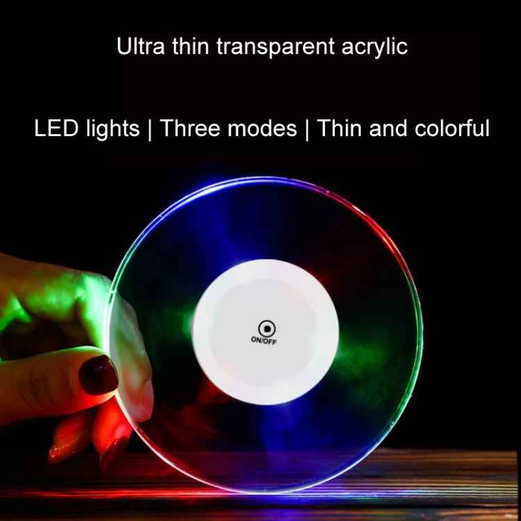 USB Charging LED Light Up Acrylic Coaster Transparent Crystal Base, 100x10mm Round, 100x10mm Octagonal, 100x10mm Square