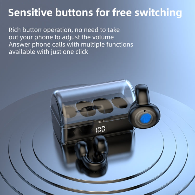 Ear Clip Type Sound Conduction Concept Bluetooth Earphone With Digital Display Charging Compartment, FK8 Black, FK8 White, FK8 Blue
