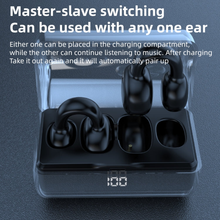 Ear Clip Type Sound Conduction Concept Bluetooth Earphone With Digital Display Charging Compartment, FK8 Black, FK8 White, FK8 Blue