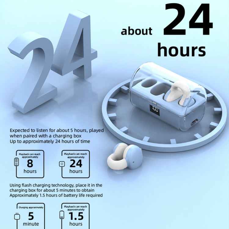 Ear Clip Type Sound Conduction Concept Bluetooth Earphone With Digital Display Charging Compartment