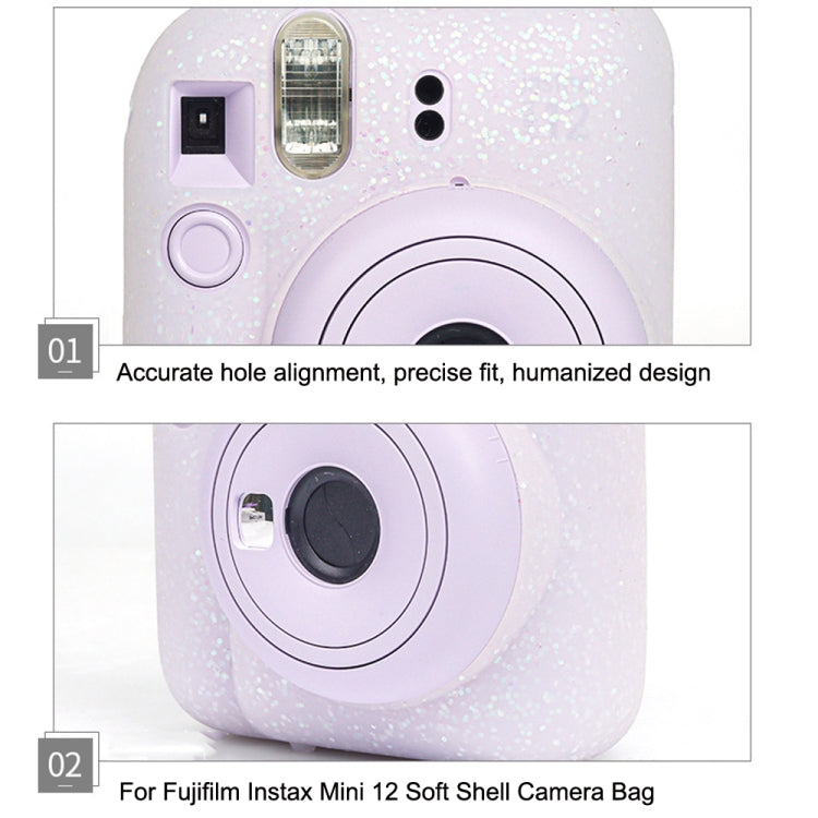 For Fujifilm Instax Mini 12 Soft Shell Camera Bag Storage Silicone Case, Glitter Pink