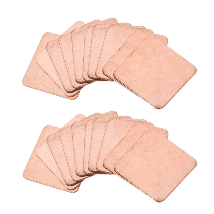 20pcs Laptop Cooling Copper Heat Sink Thermal Conductive Tabs Cell Phone Computer Graphics Card Heat Sinks, 15x15x0.1mm, 15x15x0.3mm, 15x15x0.4mm, 15x15x0.5mm, 15x15x0.6mm, 15x15x0.8mm, 15x15x1.0mm, 15x15x1.2mm, 15x15x1.5mm, 15x15x1.8mm, 15x15x2.0mm���...