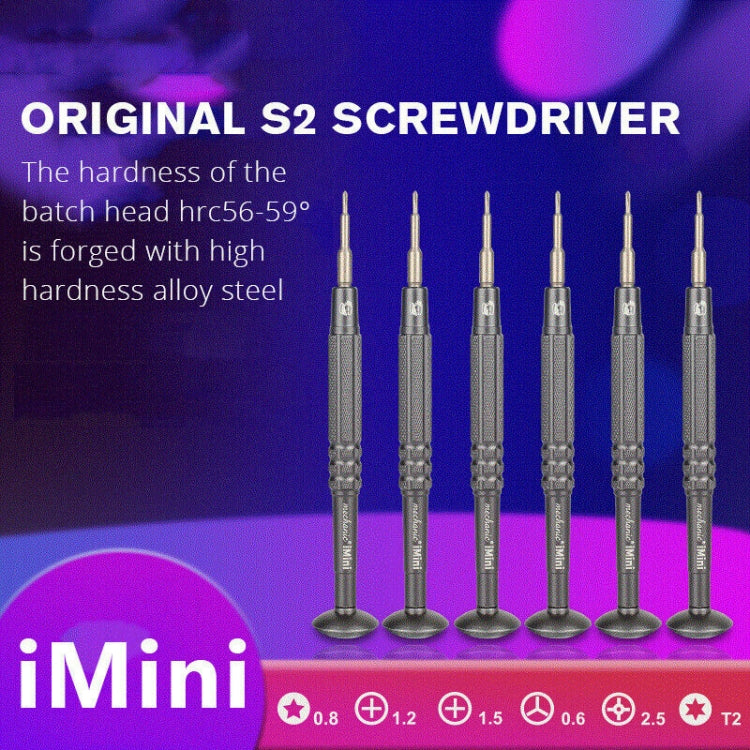 MECHANIC iMini Series Mobile Phone Repair Glasses Screw Batch Clock Tool, Five Star 0.8, Triangle 0.6, Phillips 1.5, Phillips 1.2, Phillips 2.5, T2