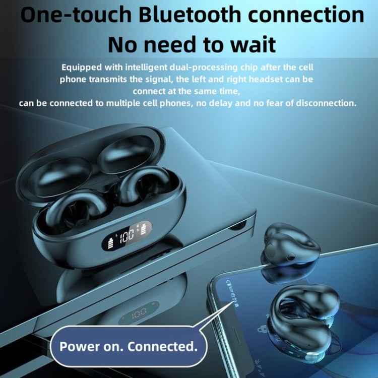 LED Digital Display Ear Clip Wireless Noise Reduction Bluetooth Headphone