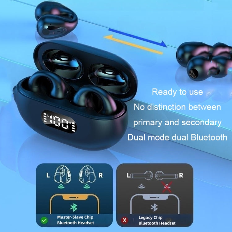 LED Digital Display Ear Clip Wireless Noise Reduction Bluetooth Headphone