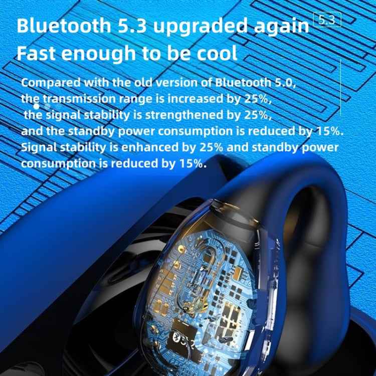 LED Digital Display Ear Clip Wireless Noise Reduction Bluetooth Headphone