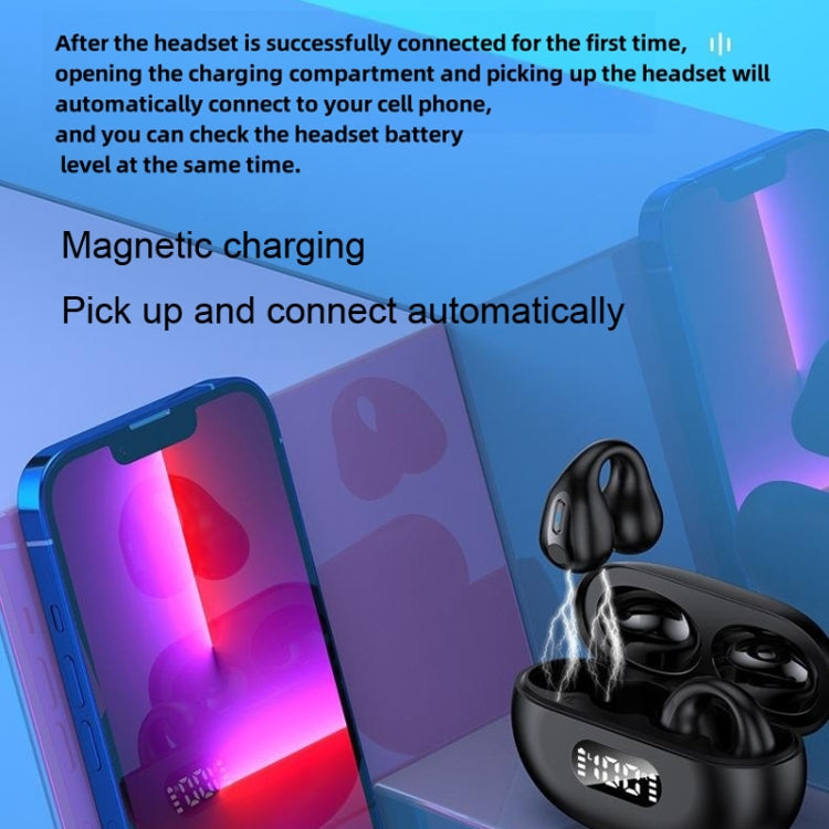 LED Digital Display Ear Clip Wireless Noise Reduction Bluetooth Headphone