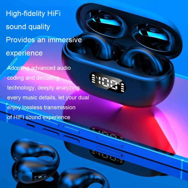 LED Digital Display Ear Clip Wireless Noise Reduction Bluetooth Headphone