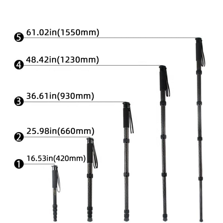 Carbon Fiber DSLR Camera Monopod Mountaineering Stick Photography Selfie Holder, P285C