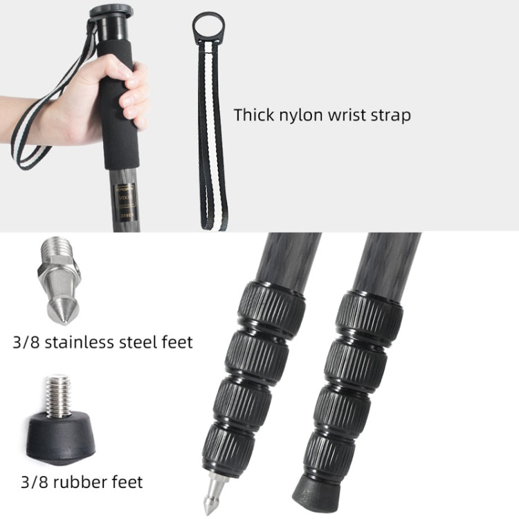Carbon Fiber DSLR Camera Monopod Mountaineering Stick Photography Selfie Holder, P285C