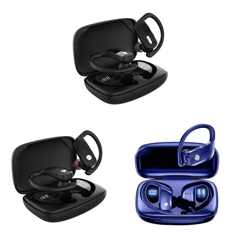 TWS Ear-mounted Noise Reduction LED Dual-battery Display Bluetooth Earphones, T16 (Black), T16 (Blue), T17 (Black)