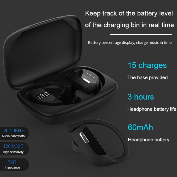 TWS Ear-mounted Noise Reduction LED Dual-battery Display Bluetooth Earphones, T16 (Black), T16 (Blue), T17 (Black)