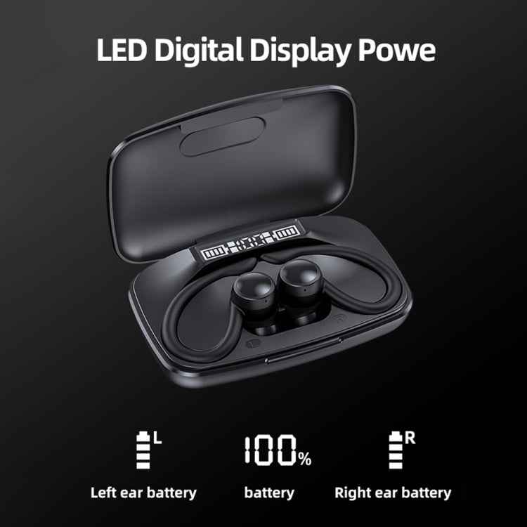 TWS Ear-Mounted LED Digital Display Noise Reduction Bluetooth Earphones With Power Bank Function