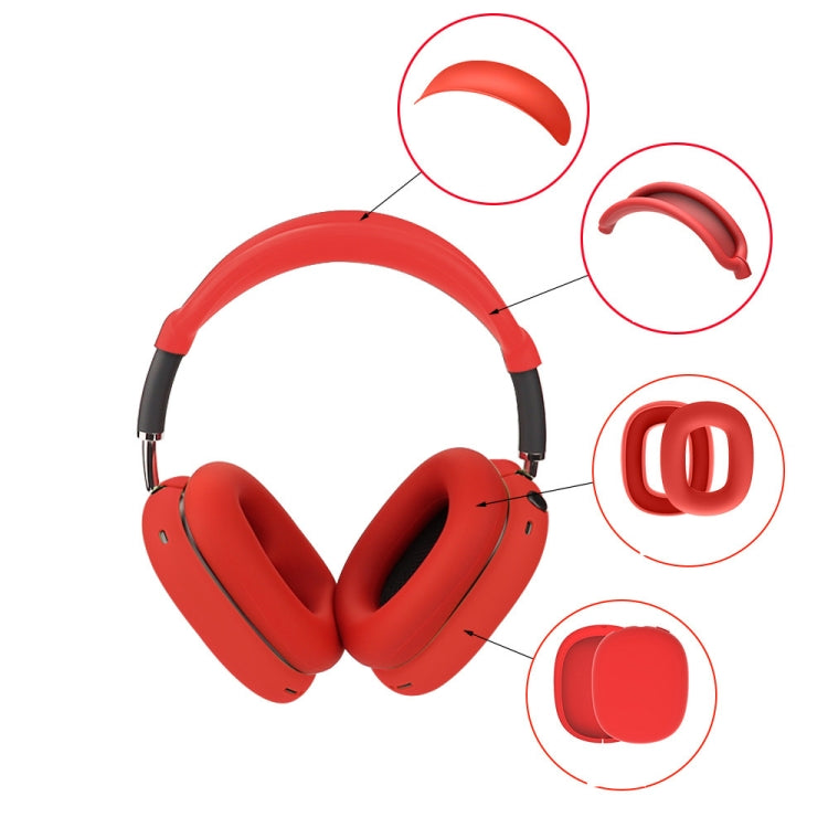 For AirPods Max 2 / Max Headphones 4-in-1 Silicone Replacement Cover Kit, 4-in-1 (White), 4-in-1 (Red), 4-in-1 (Transparent Black)