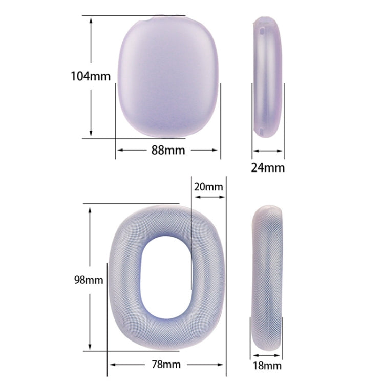 For AirPods Max 2 / Max Headphones 4-in-1 Silicone Replacement Cover Kit, 4-in-1 (White), 4-in-1 (Red), 4-in-1 (Transparent Black)