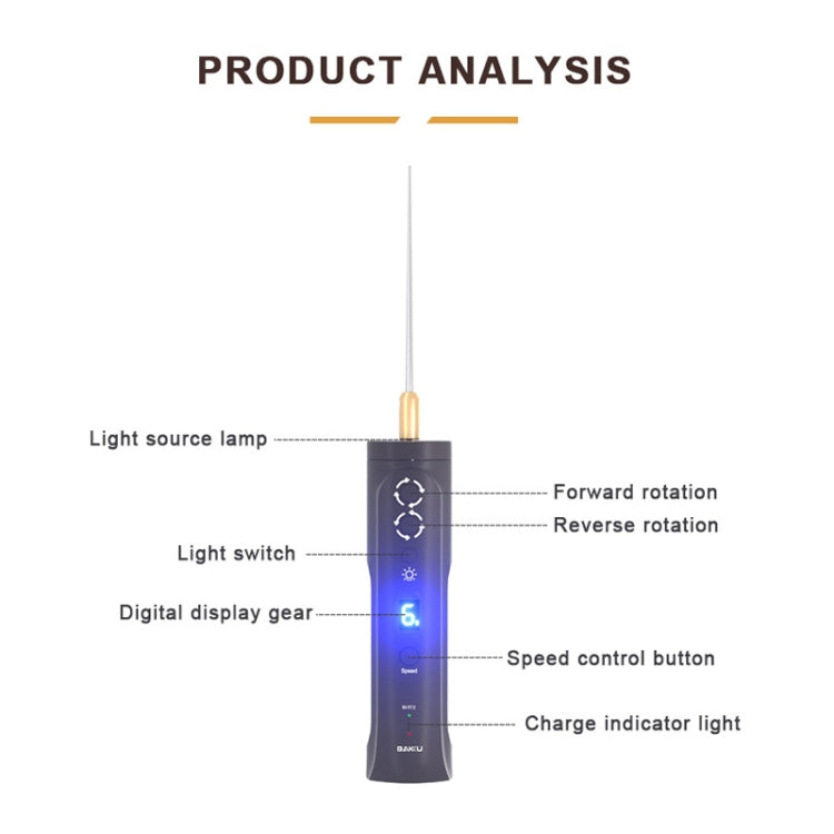 BAKU BK-R12 Electric Glue Remover Phone Repair OCA Glue Removing Tool With Light, BAKU BK-R12