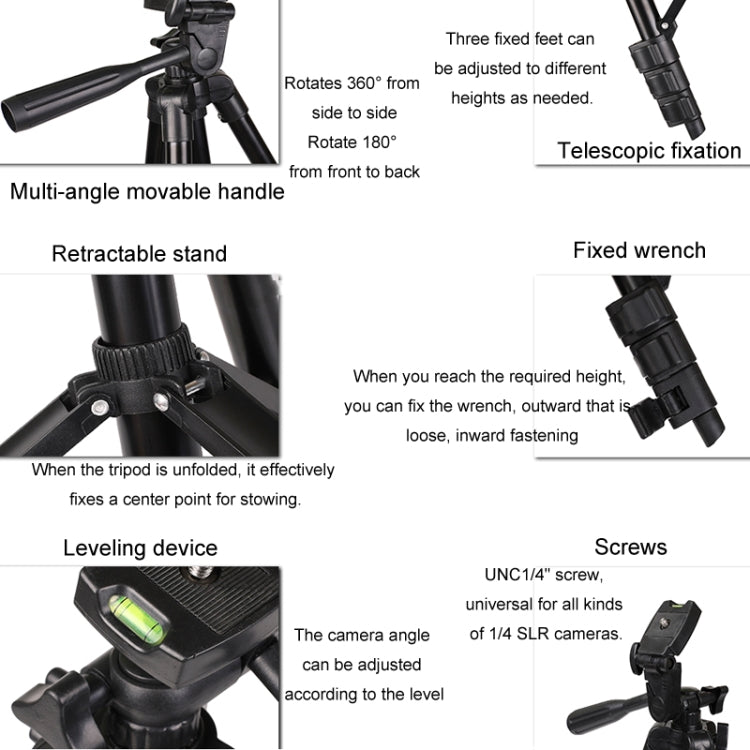 Portable Aluminum DSLR Camera Live Tripod Photography Retractable Landing Bracket, 102cm Tripod+Clip+Bag, 102cm Tripod+Clip+Bag+Controller+Adaptor, 130cm Tripod+Clip+Bag, 130cm Tripod+Clip+Bag+Controller+Adaptor, 150cm Tripod+Clip+Bag                  ...
