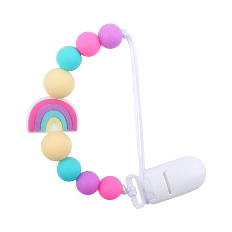 Baby Anti-drop Chain Pacifier Clips Silicone Rainbow Beads Dummy Holder Nipple Clip
