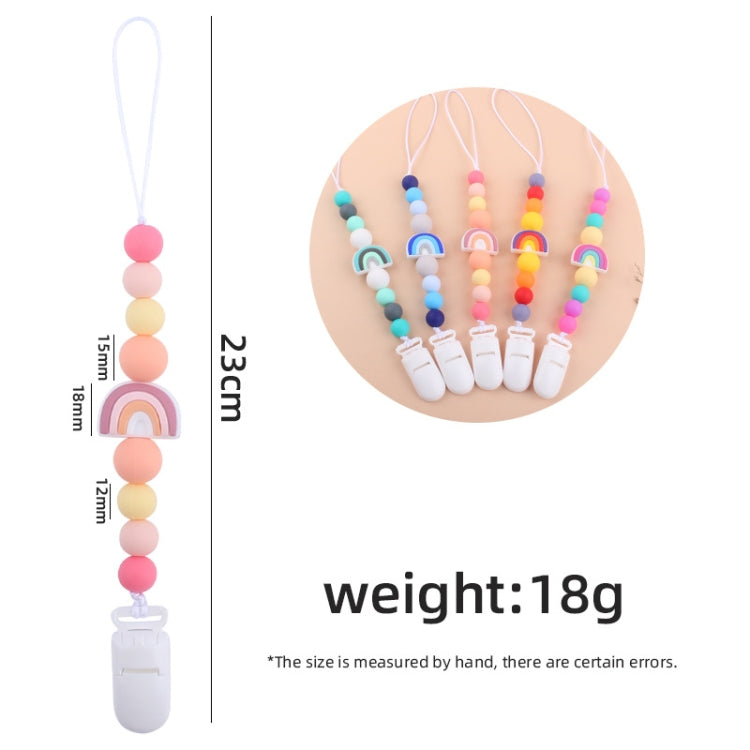 Baby Anti-drop Chain Pacifier Clips Silicone Rainbow Beads Dummy Holder Nipple Clip
