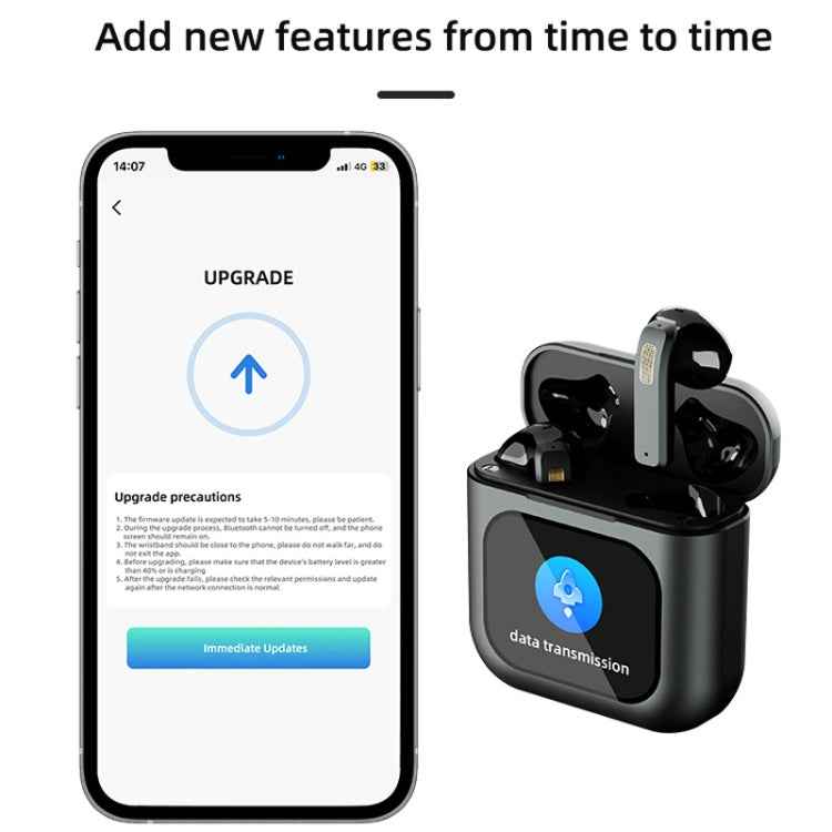 Digital Display Touch Screen TWS Wireless Bluetooth 5.3 Smart Earphones With MP3 Function