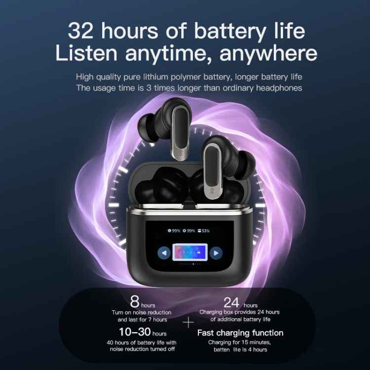 Color Screen Touch ANC Active Noise Reduction LCD Wireless Bluetooth Earphones