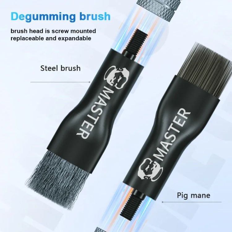 MECHANIC Cell Phone Motherboard Chip Degumming Brush PCB De-Tin Cleaning Cylinder Long Handle Brush, Sideburns, Steel Wire, Double-ended Sideburns+Steel Wire
