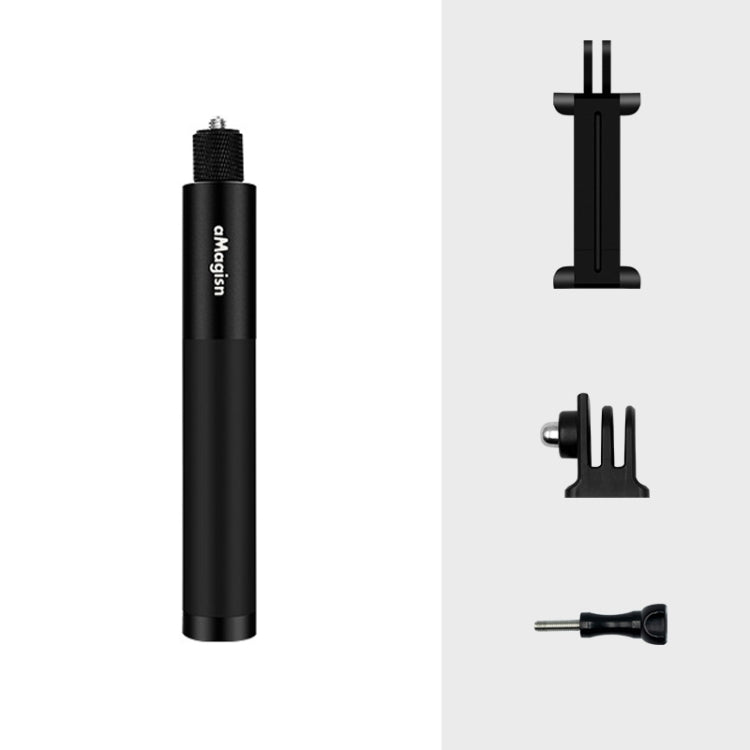 aMagisn 70cm Invisible Straight Pull Selfie Stick Sports Camera Accessories, Single Rod, Rod+1/4 Turn 3 Jaw+Screw, Rod+1/4 Turn 3 Jaw+Screw+Phone Clip
