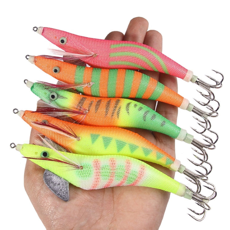 22colors /Set HENGJIA SJ059 Luminous Wooden Shrimp Dummy Bait Squid Hook Hard Bait