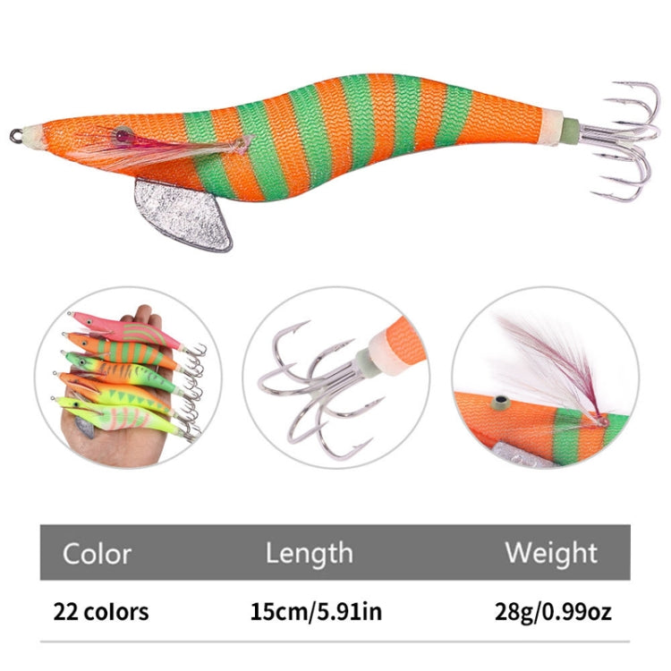 22colors /Set HENGJIA SJ059 Luminous Wooden Shrimp Dummy Bait Squid Hook Hard Bait