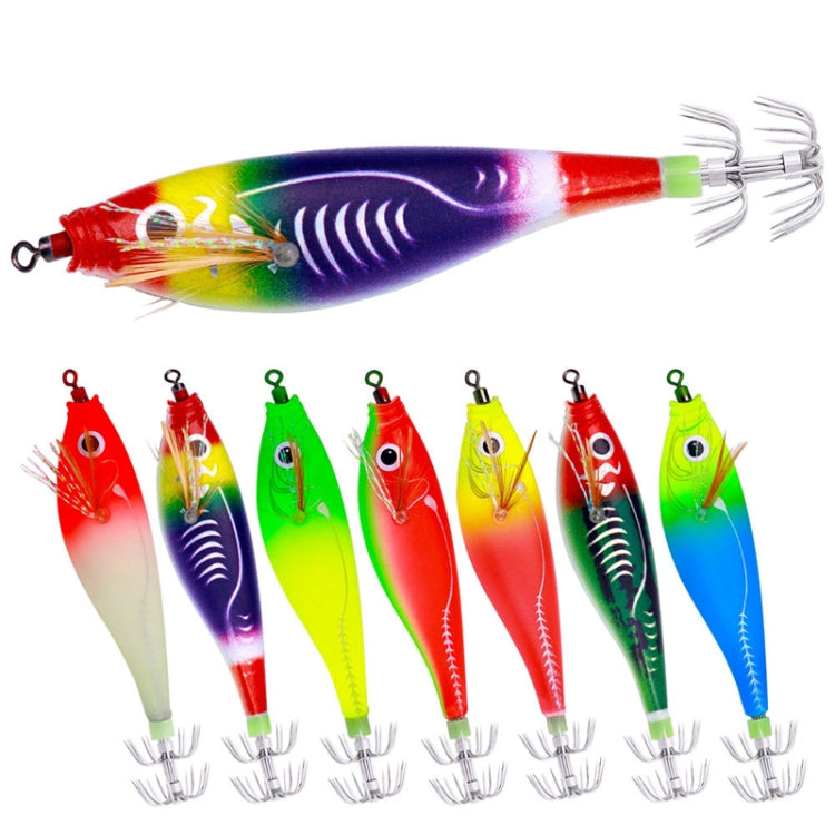7colors /Set HENGJIA SJ051 Luminous Wooden Shrimp Dummy Bait Squid Hook Hard Bait