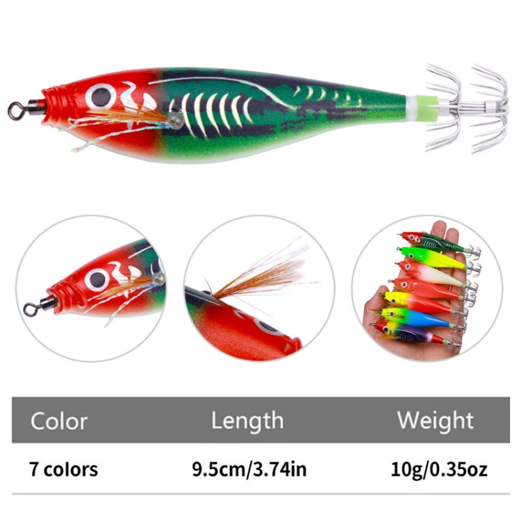 7colors /Set HENGJIA SJ051 Luminous Wooden Shrimp Dummy Bait Squid Hook Hard Bait