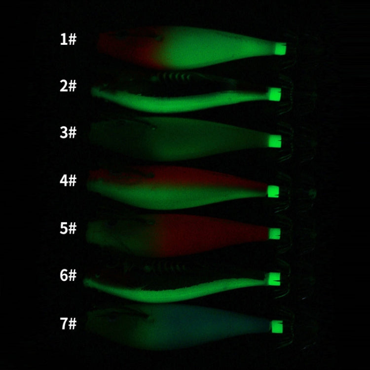 7colors /Set HENGJIA SJ051 Luminous Wooden Shrimp Dummy Bait Squid Hook Hard Bait