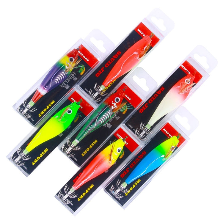 7colors /Set HENGJIA SJ051 Luminous Wooden Shrimp Dummy Bait Squid Hook Hard Bait