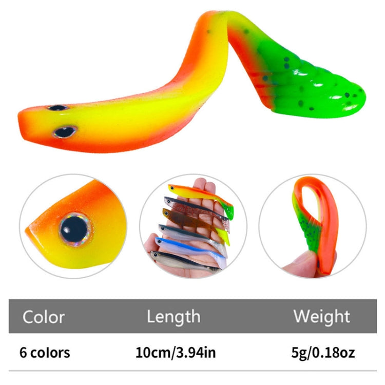 6pcs /Pack HENGJIA T-Tail Soft Dummy Bait Freshwater Fishing Lures