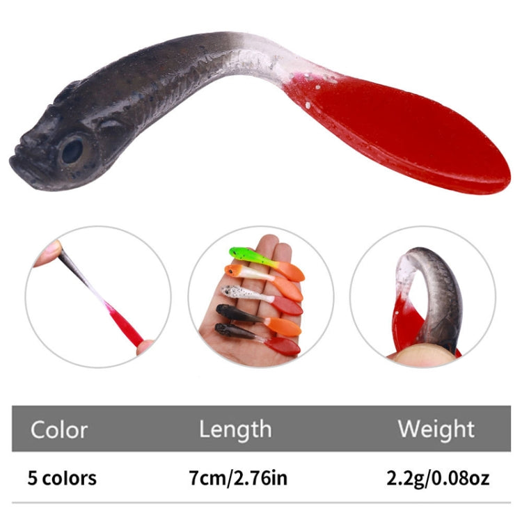 5pcs /Pack HENGJIA SO177 Dual Color Imitation Fishing Lure Freshwater Soft Dummy Bait, 7cm