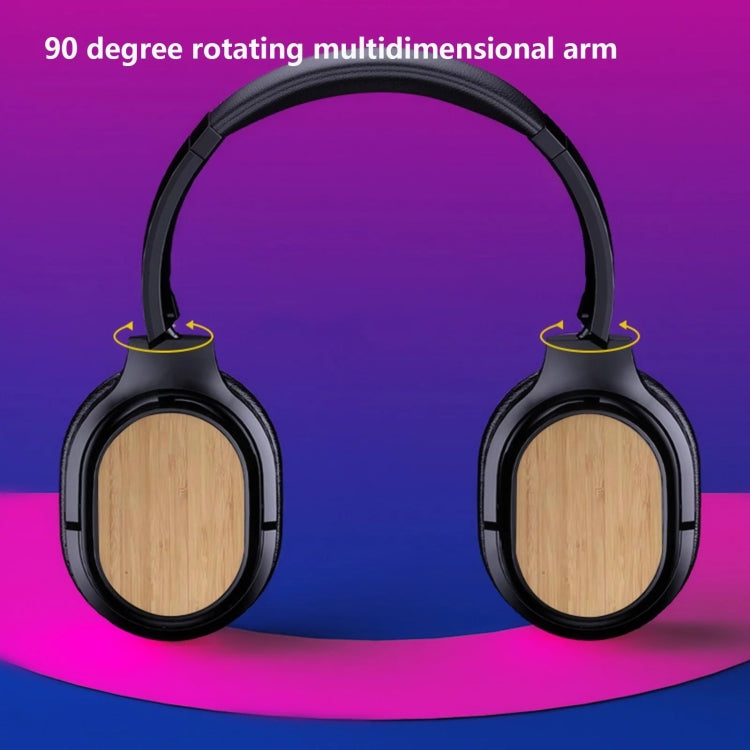 Bamboo Wood Bluetooth Headphones With Built-In Sound Card, TF Card / FM / AUX Support