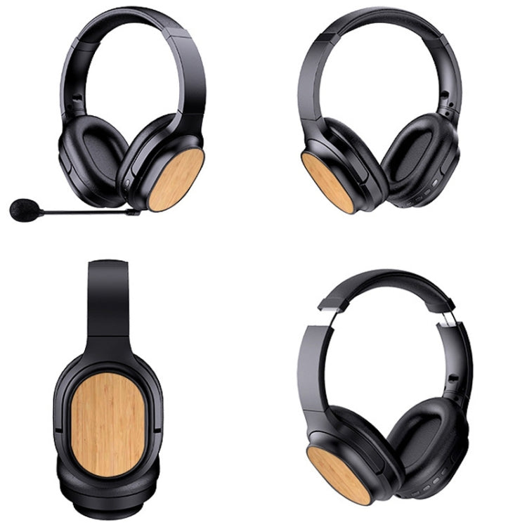 Bamboo Wood Bluetooth Headphones With Built-In Sound Card, TF Card / FM / AUX Support