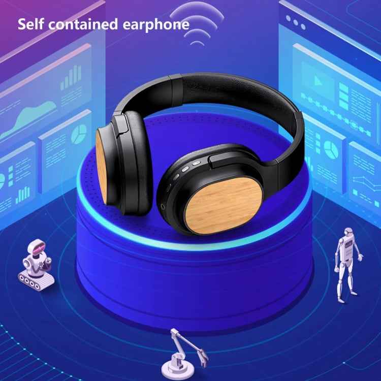 Bamboo Wood Bluetooth Headphones With Built-In Sound Card, TF Card / FM / AUX Support