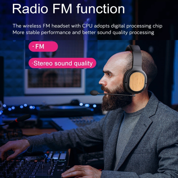 Bamboo Wood Bluetooth Headphones With Built-In Sound Card, TF Card / FM / AUX Support