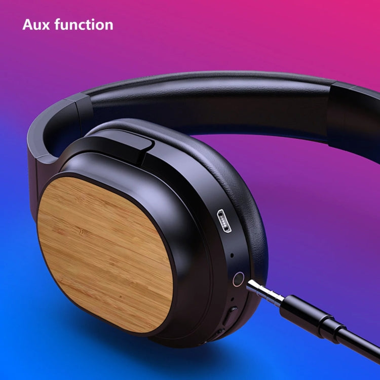 Bamboo Wood Bluetooth Headphones With Built-In Sound Card, TF Card / FM / AUX Support