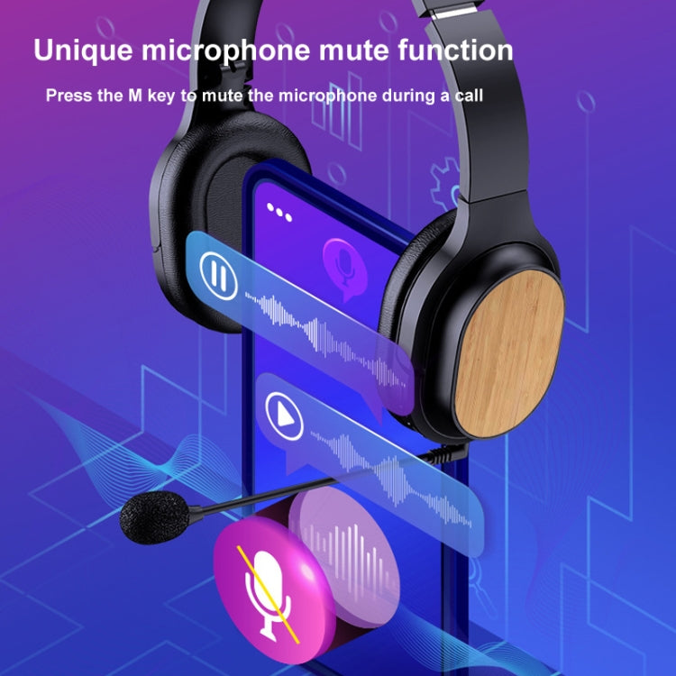 Bamboo Wood Bluetooth Headphones With Built-In Sound Card, TF Card / FM / AUX Support