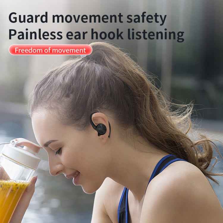 Stereo Hanging Ear Bluetooth Earphones With Digital Display Charging Compartment